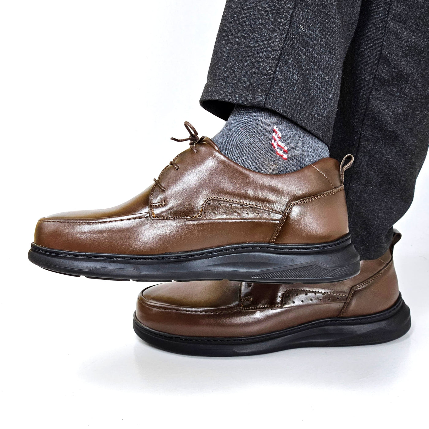 072 chaussure confortable cuir homme marron