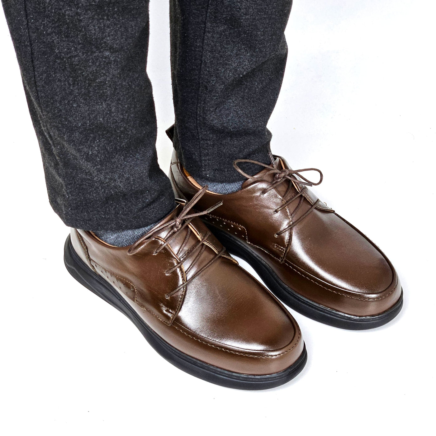 072 chaussure confortable cuir homme marron