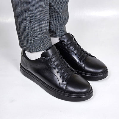 0233 Chaussure Sneaker Homme en cuir  noir/noir