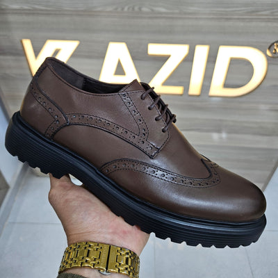 0415 chaussure Richelieu homme en cuir marron/noir