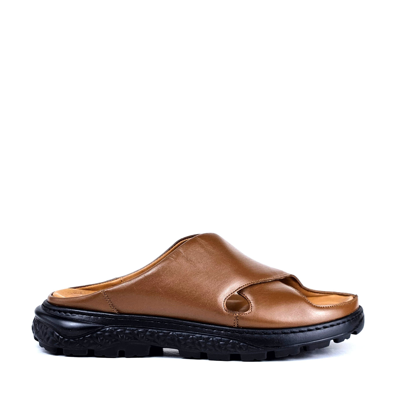 036 sandale confort en cuir homme marron tabac