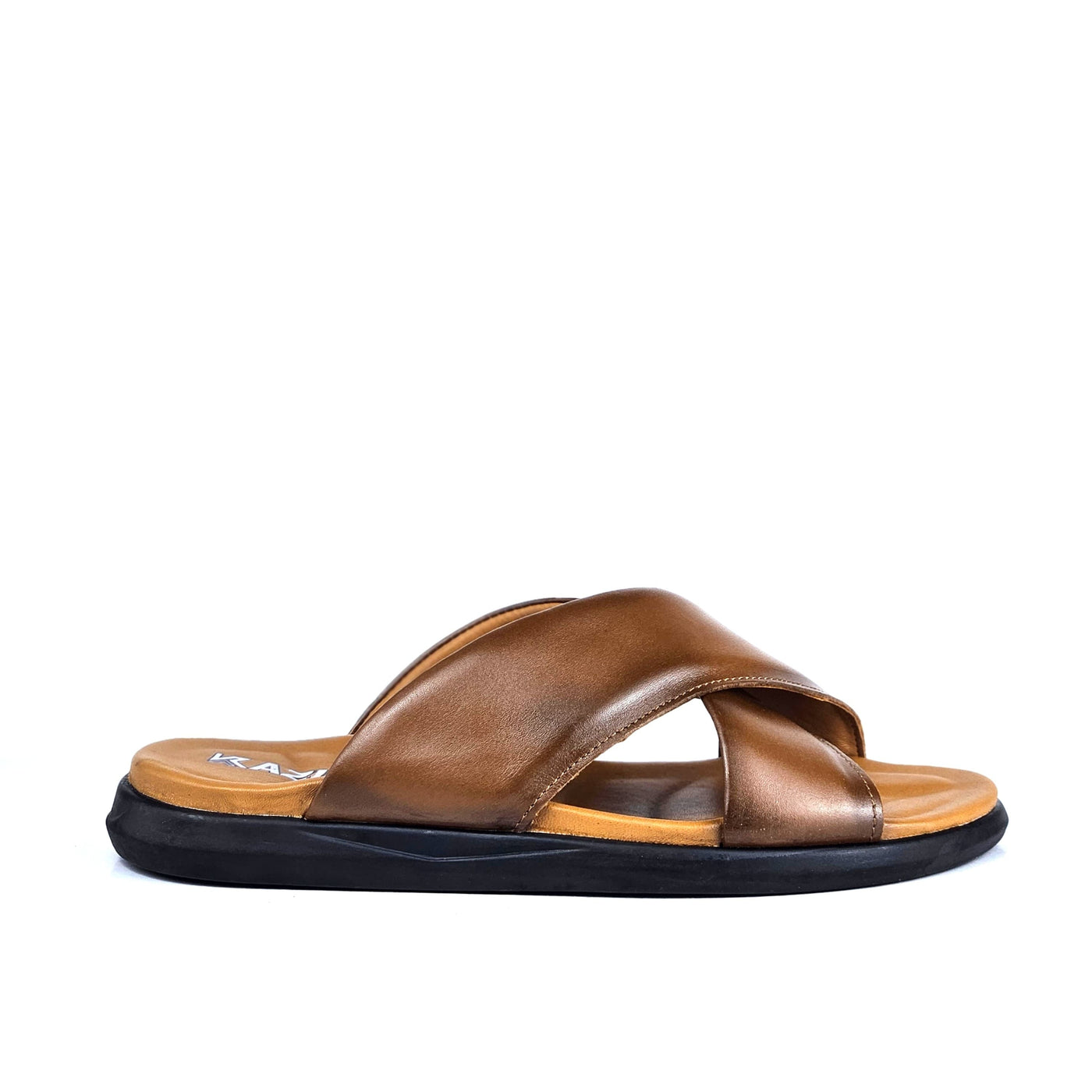 050 sandale confort en cuir homme marron tabac