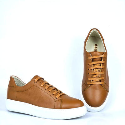 0222 Chaussure Sneaker Homme en cuir  tabac