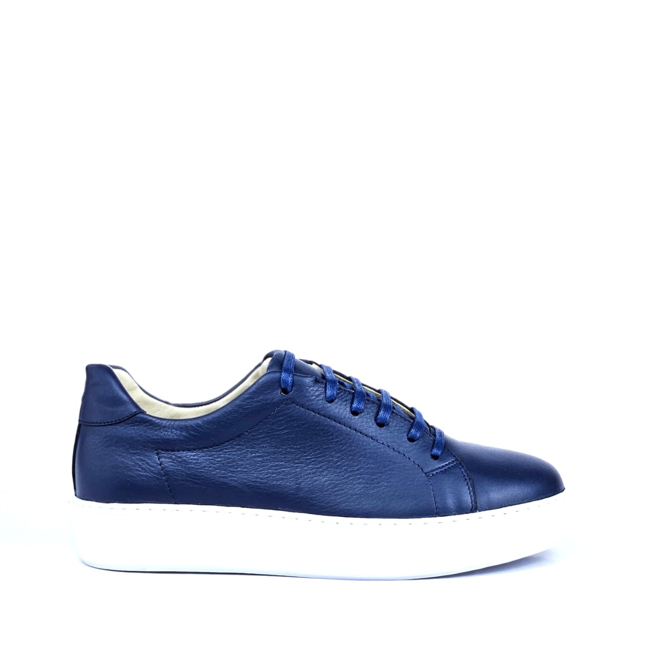 0222 Chaussure Sneaker Homme en cuir  bleumarin