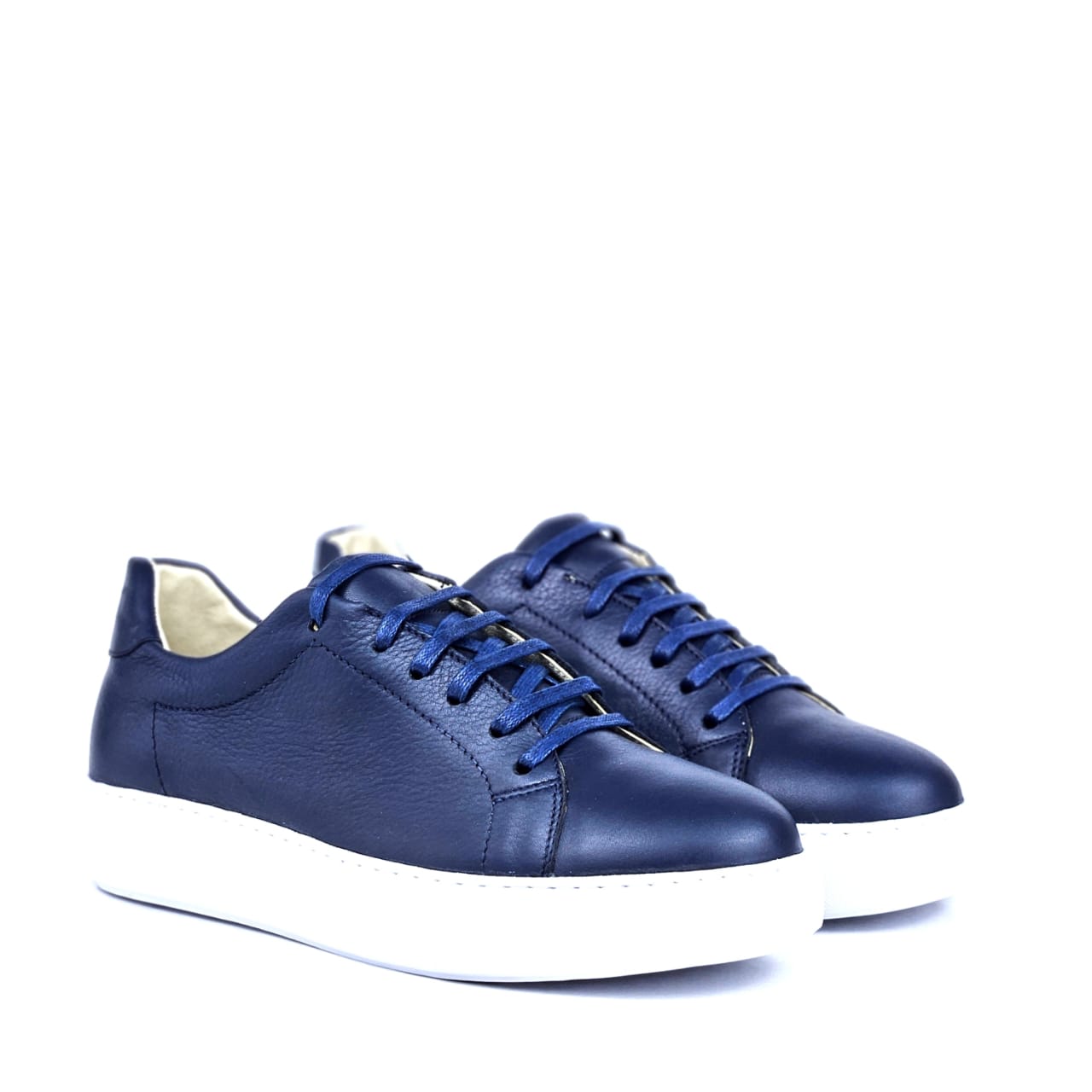 0222 Chaussure Sneaker Homme en cuir  bleumarin