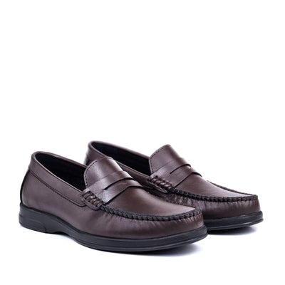 073 Chaussures Homme Mocassins sports en cuir marron