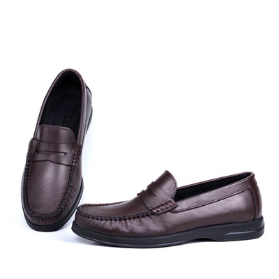 073 Chaussures Homme Mocassins sports en cuir marron
