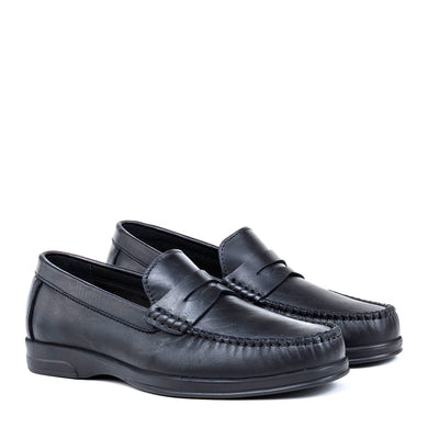 073 Chaussures Homme Mocassins sports en cuir noir