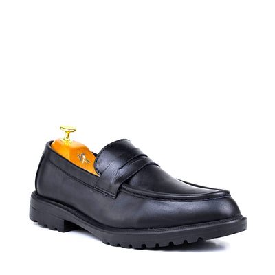 045 Chaussures Homme Mocassins sports en cuir noir