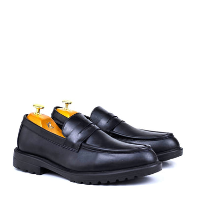 045 Chaussures Homme Mocassins sports en cuir noir
