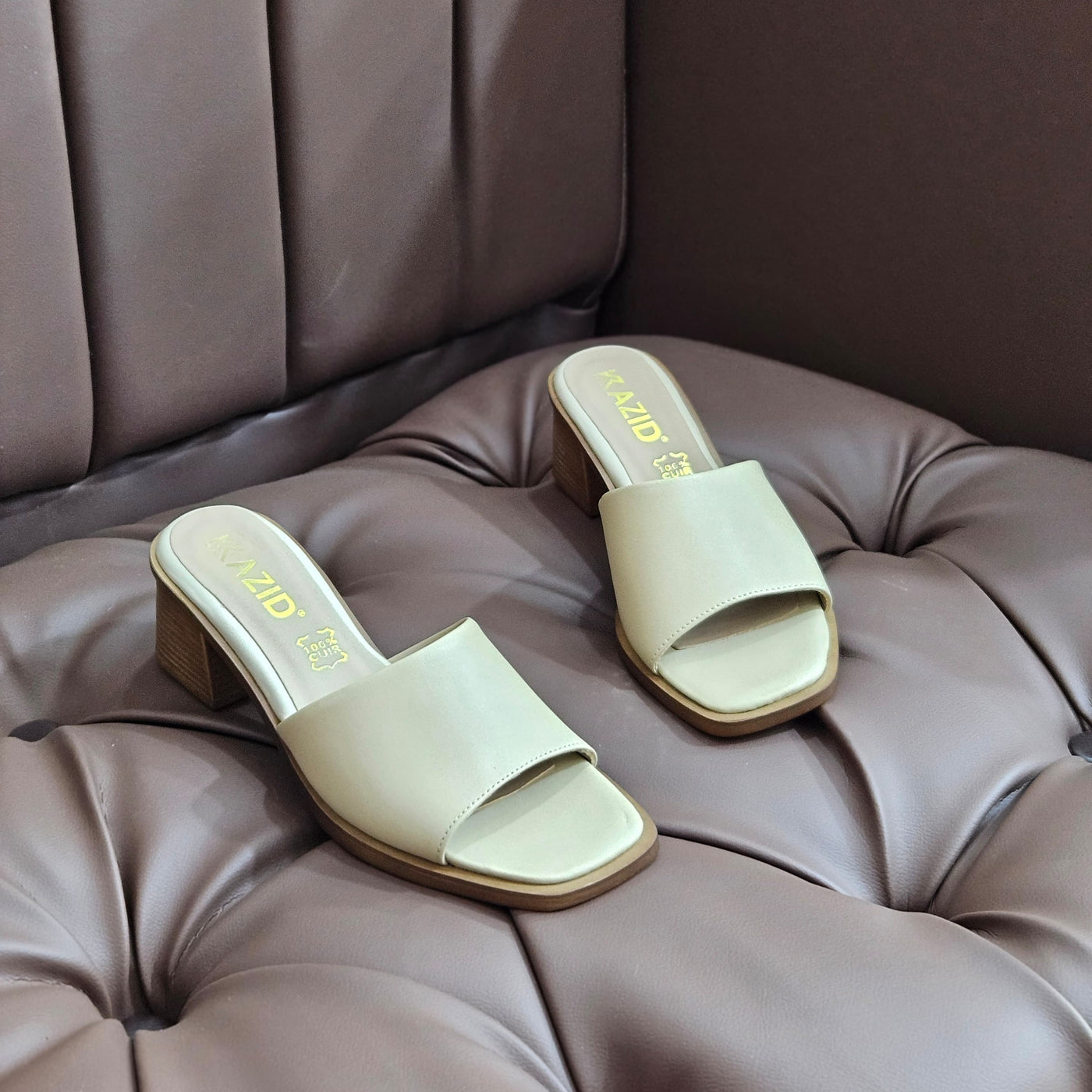086 sandale kazid cuir  femme beige