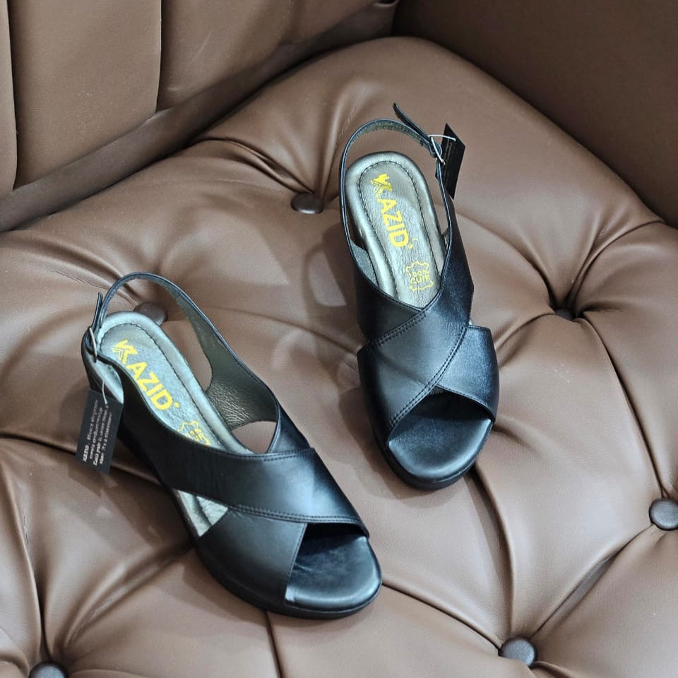 088 sandale kazid cuir  femme noir