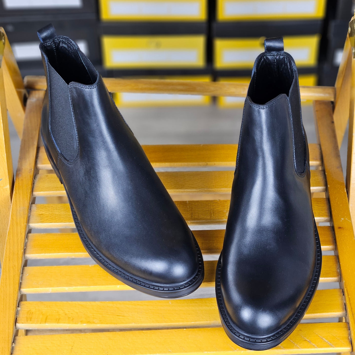 0302 boot en cuir homme noir