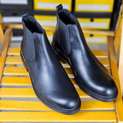 0302 boot en cuir homme noir
