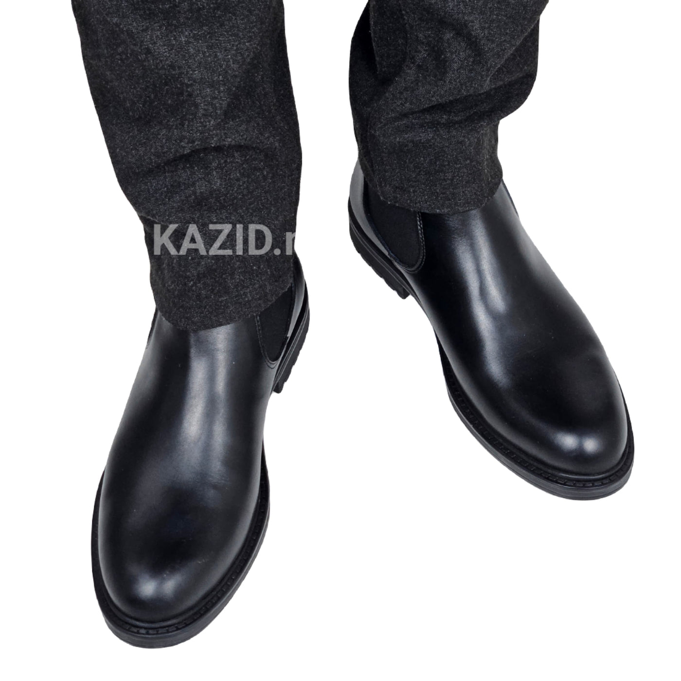 0302 boot en cuir homme noir