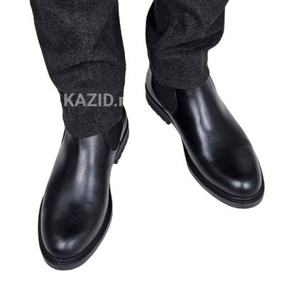 0302 boot en cuir homme noir