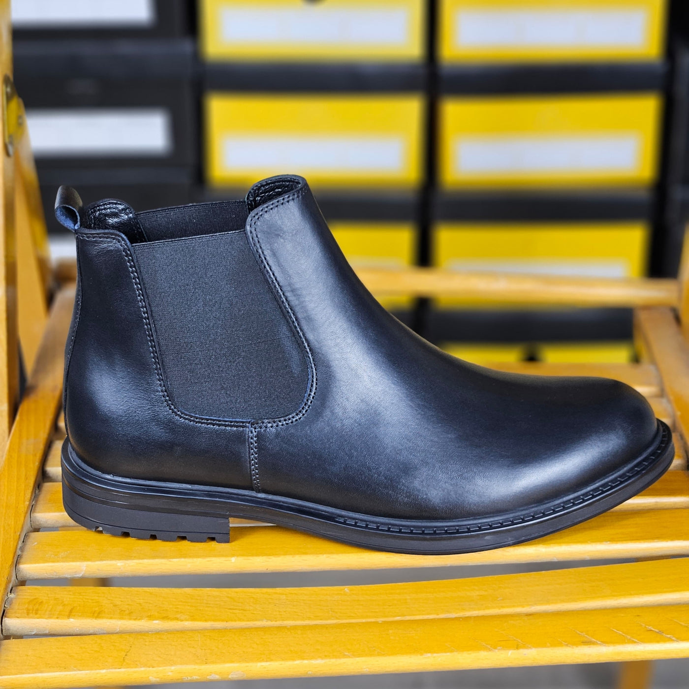 0302 boot en cuir homme noir