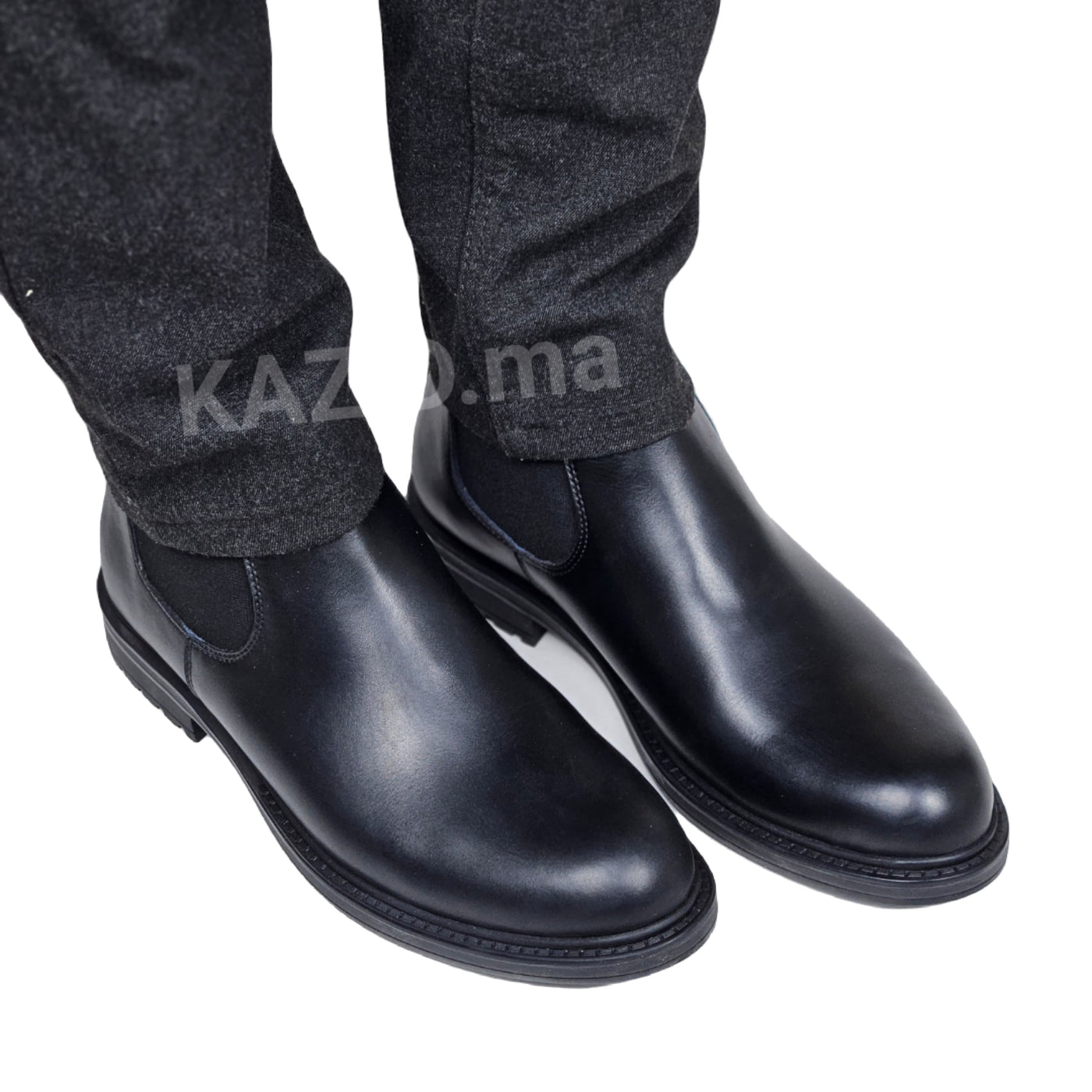 0302 boot en cuir homme noir