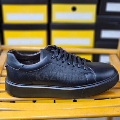 0222 Chaussure Sneaker Homme en cuir  noir/noir
