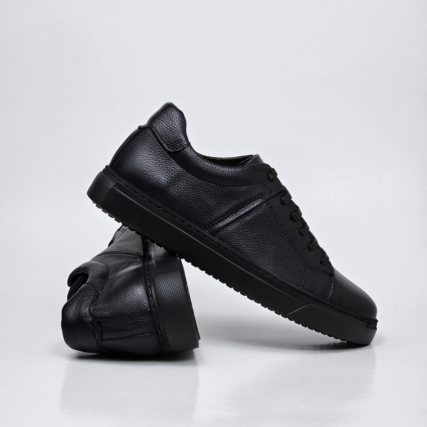 0223 Chaussure Sneaker Homme en cuir  noir/noir