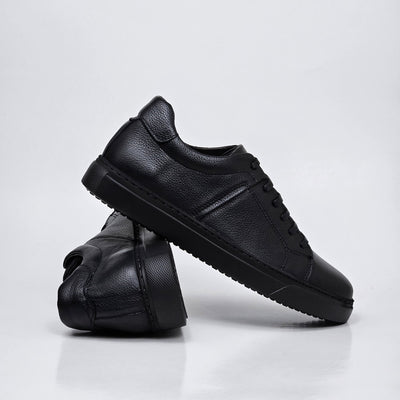 0223 Chaussure Sneaker Homme en cuir  noir/noir