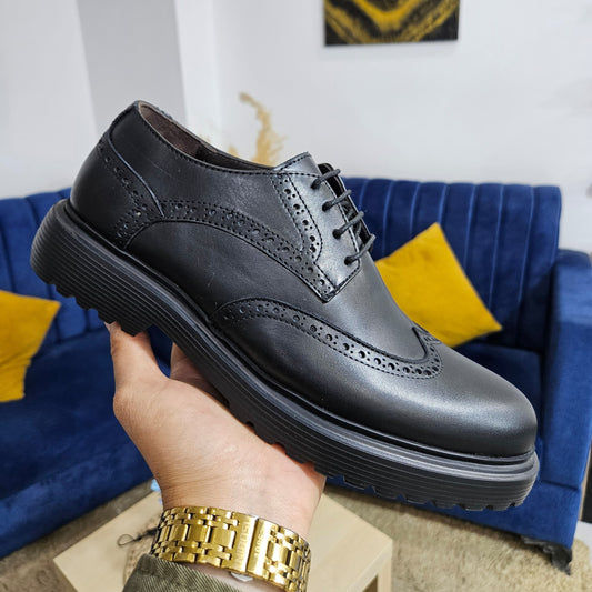 0415 chaussure Richelieu homme en cuir marron/noir