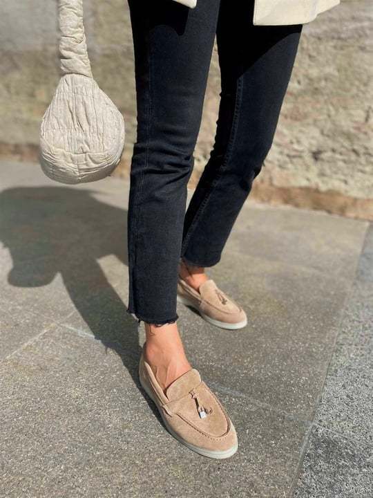 0116 chaussure Femme en cuir daim biege