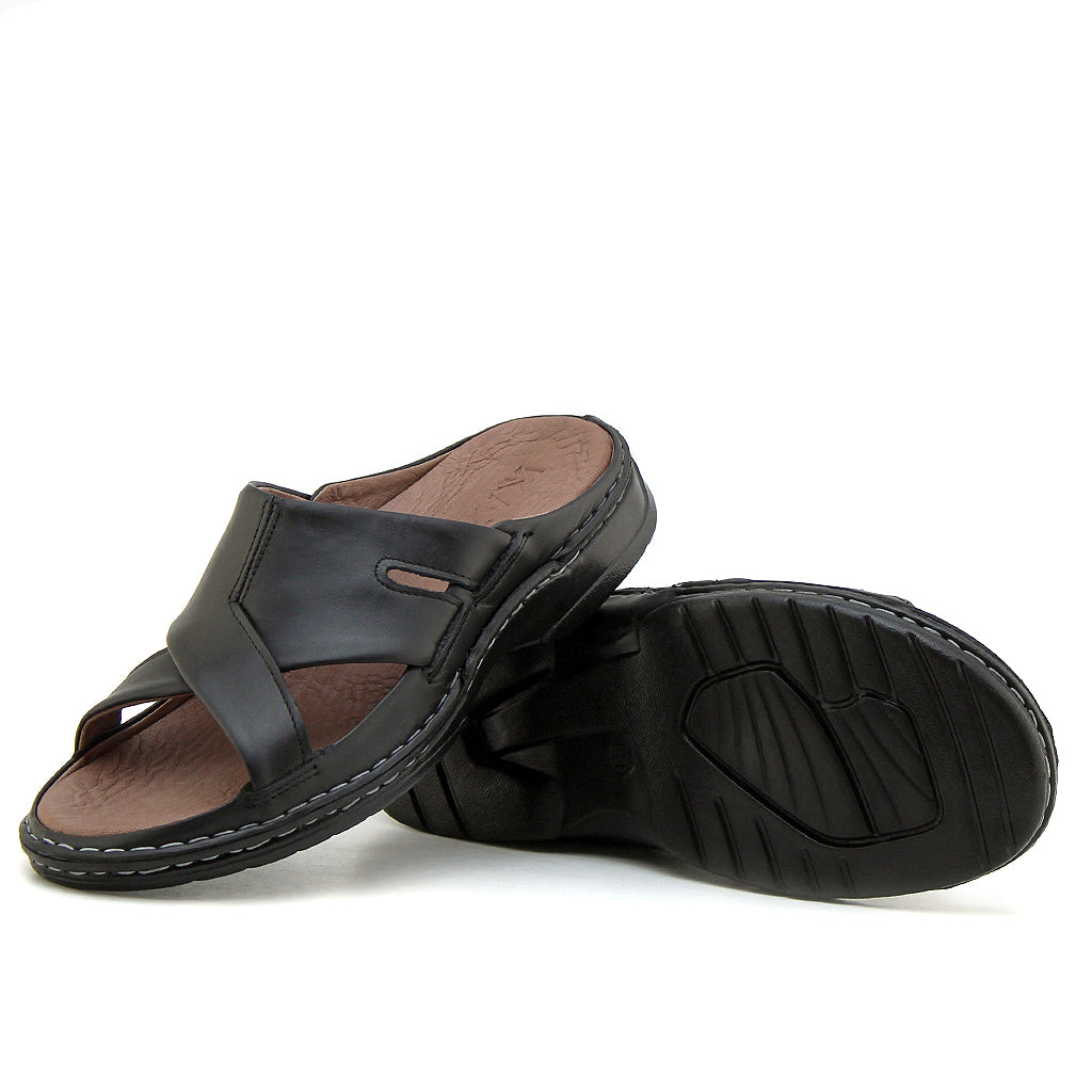 021 sandale confort en cuir homme noir
