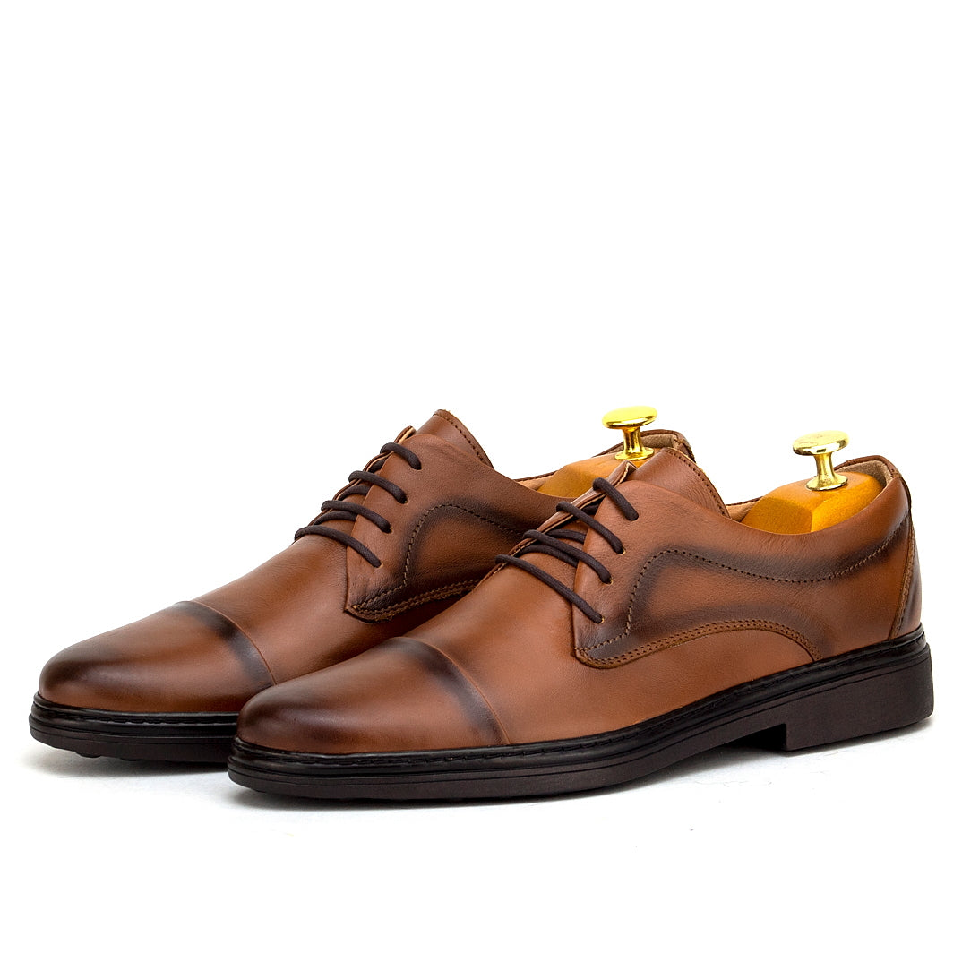 054 chaussure homme confort en cuir marron