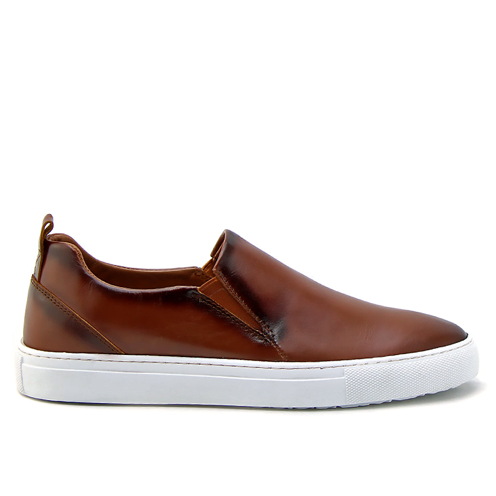 0142 Chaussure Sneaker Homme en cuir marron clair