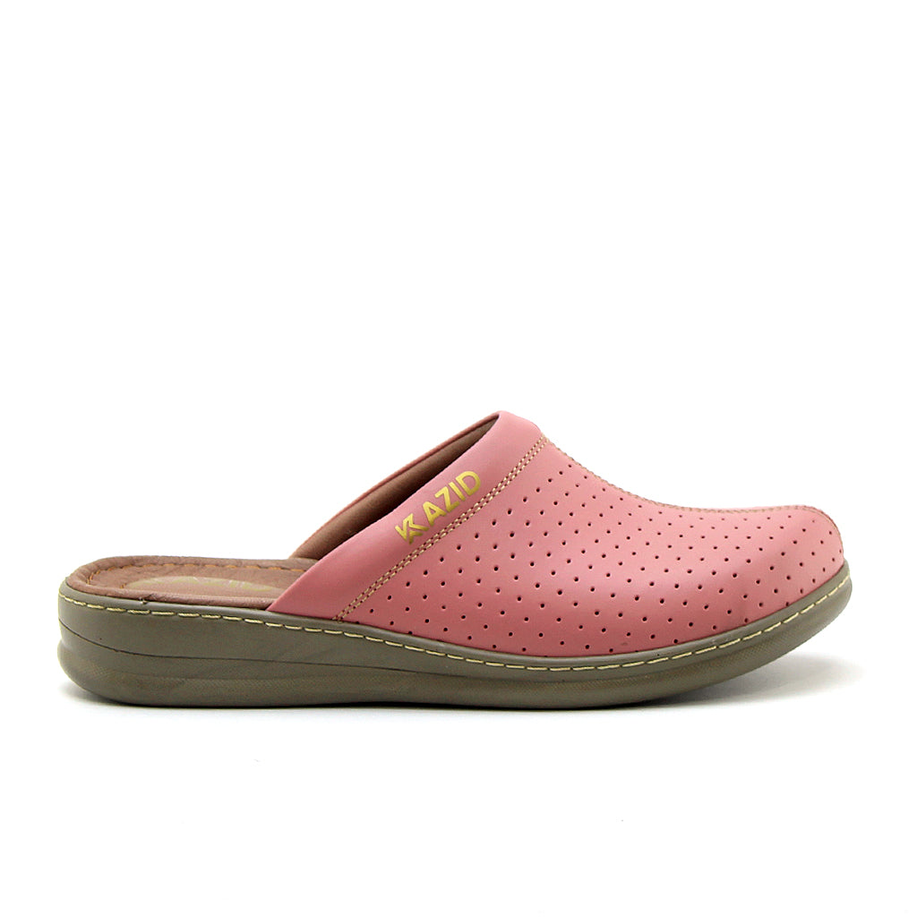 0231 sabot confort en cuir  femme rose