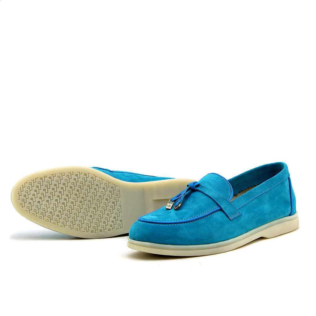 0116 chaussure femmes en cuir daim bleu clair