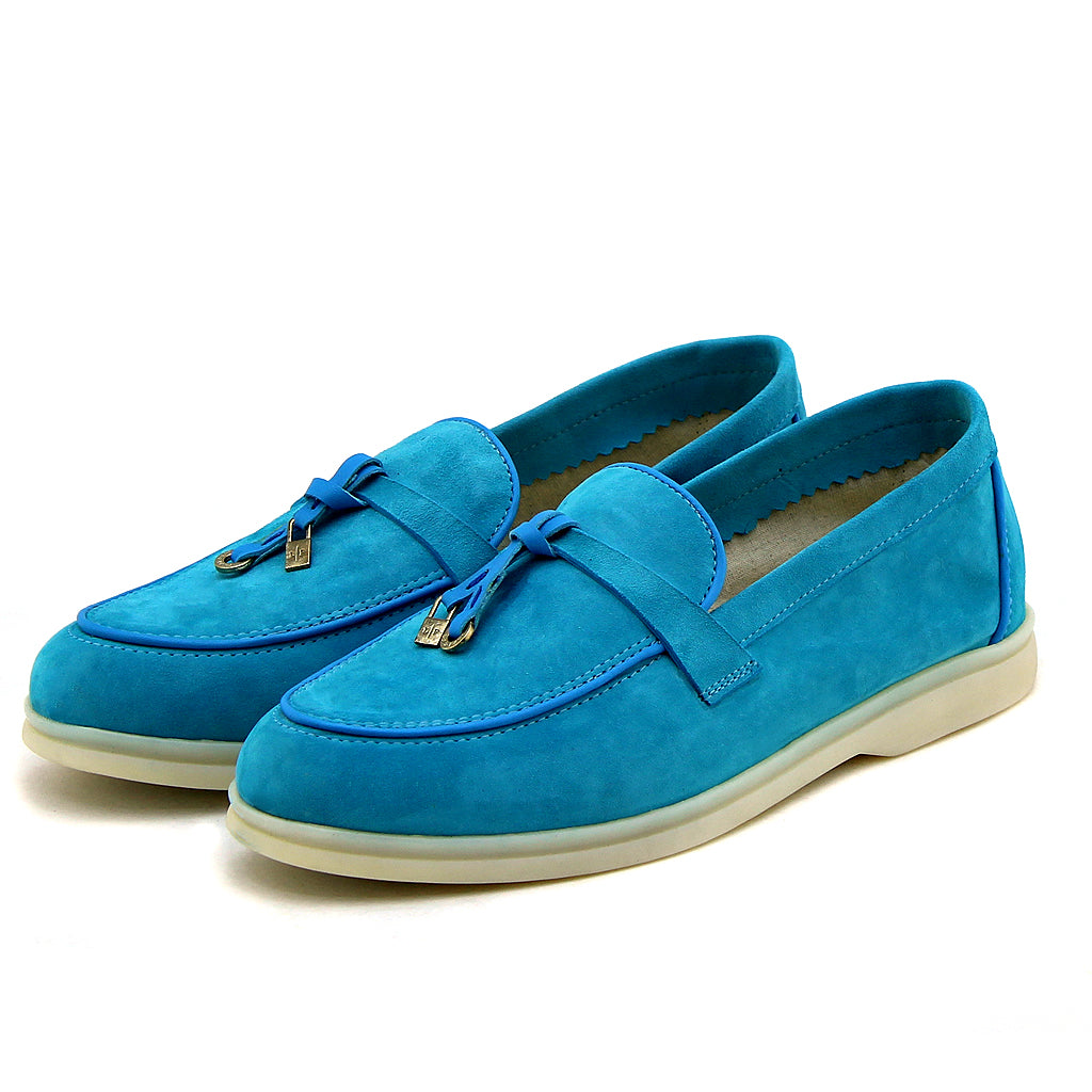 0116 chaussure Femme en cuir daim bleu clair