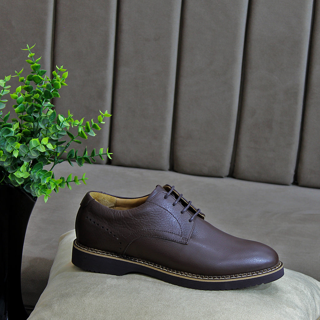 0123 chaussure confort en cuir noir marron