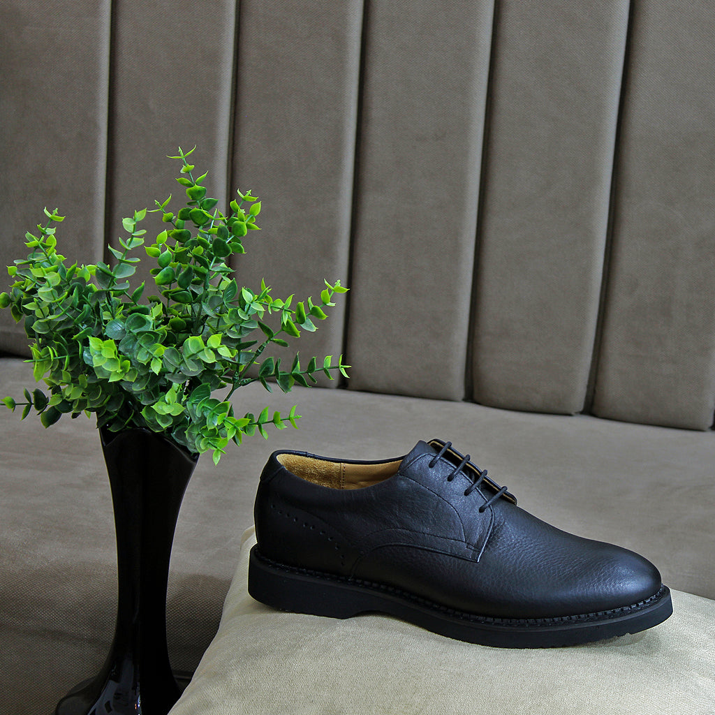 0123 chaussure confort en cuir noir