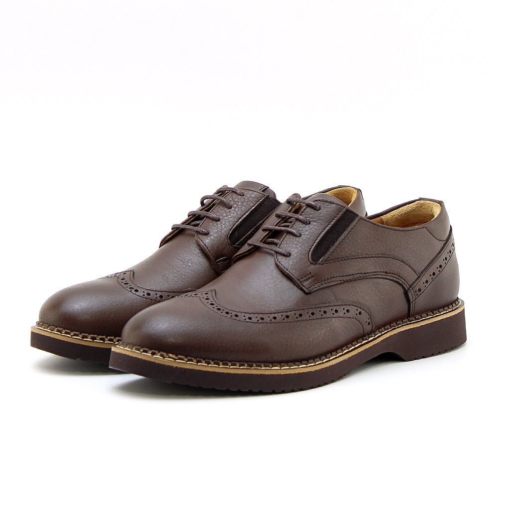 0127 chaussure confort en cuir noir et marron