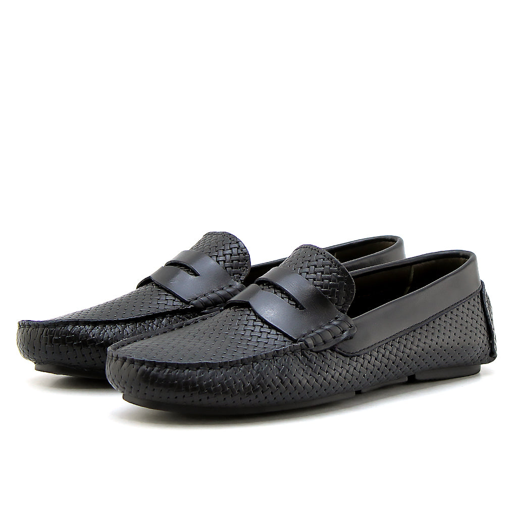 0194 Chaussures Homme Mocassins sports en cuir noir