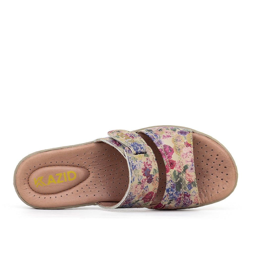 0640 sandale confort en cuir  femme flower