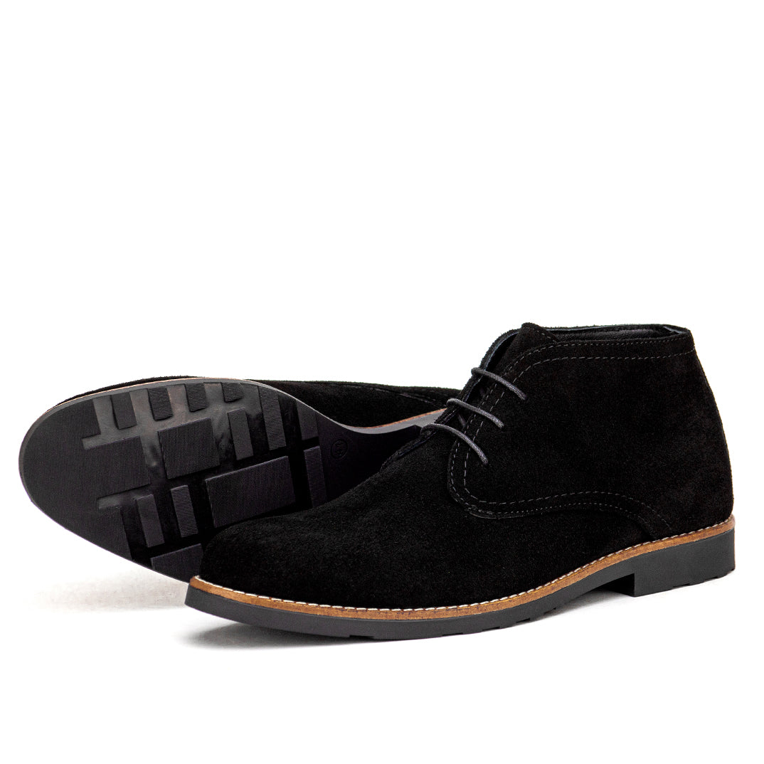 0232 Chaussures Homme  en cuir daim noir