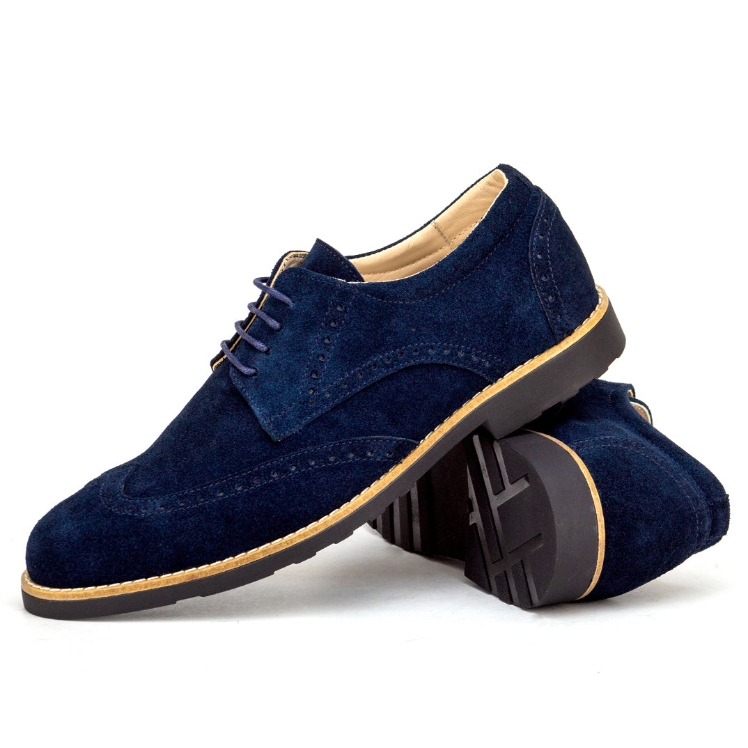 056 Chaussures Homme en cuir daim bleumarin