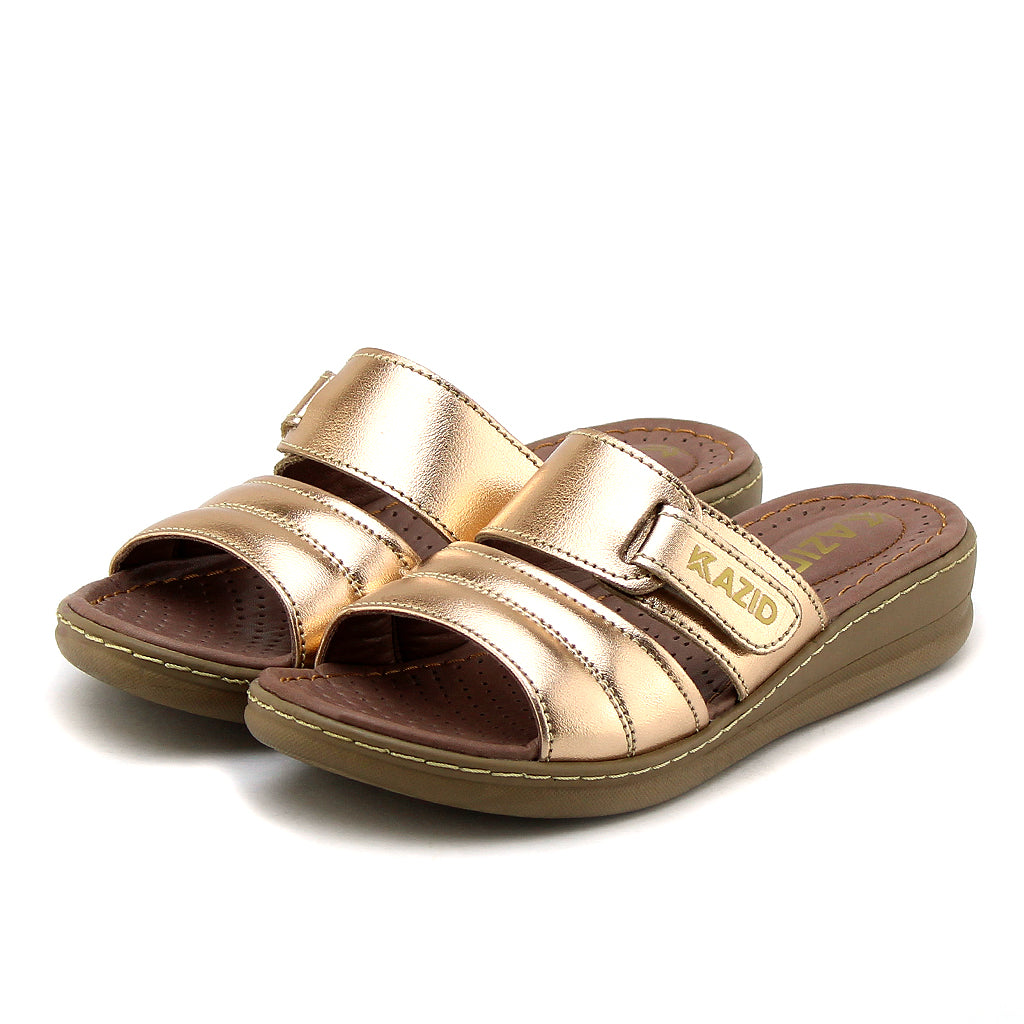 0640 sandale confort en cuir  femme cuivre