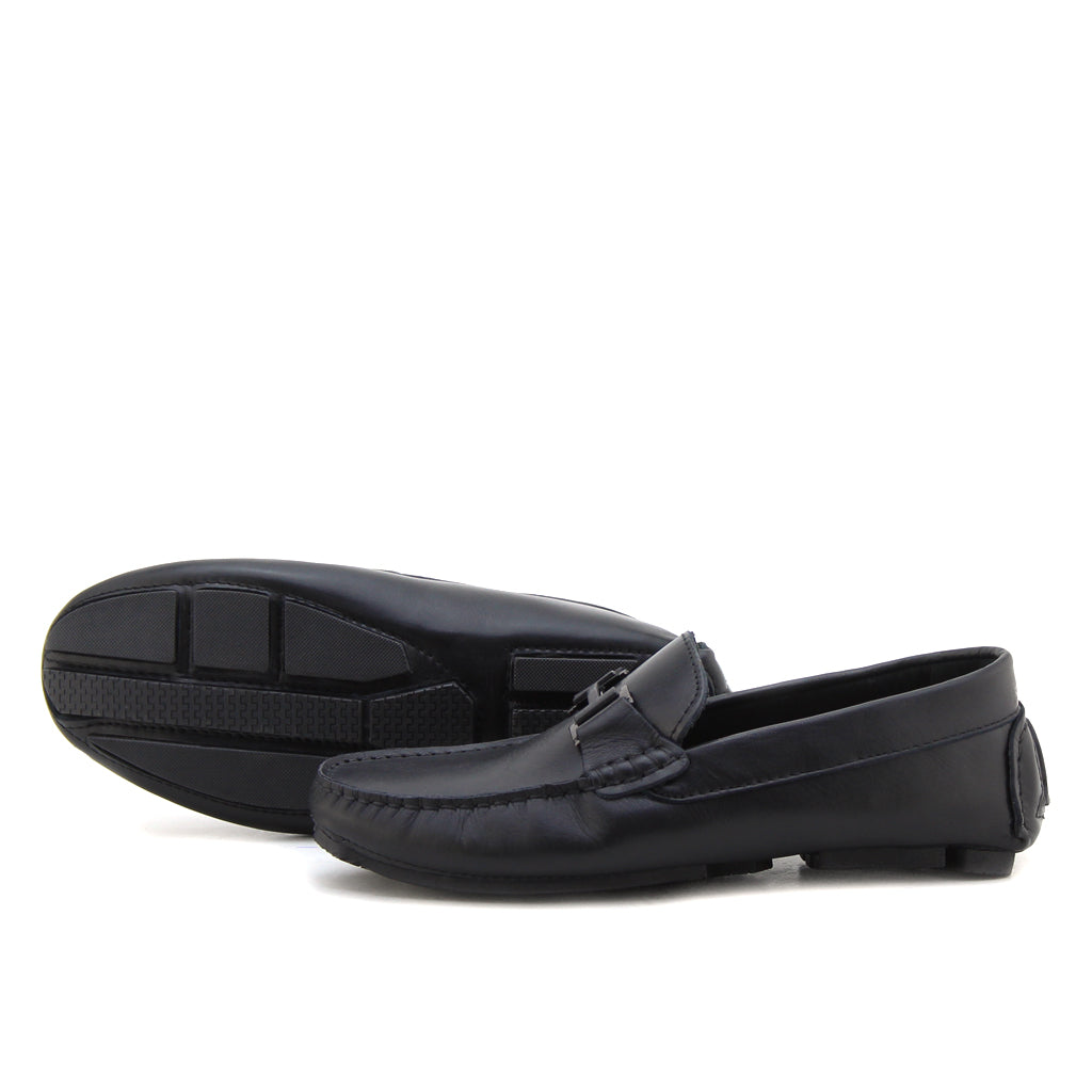 071 Chaussures Homme Mocassins sports en cuir noir