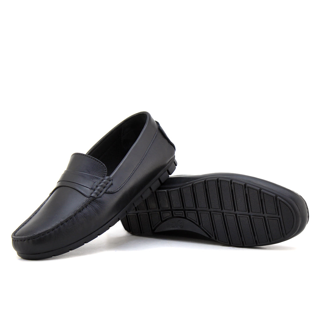 074 Chaussures Homme Mocassins sports en cuir noir