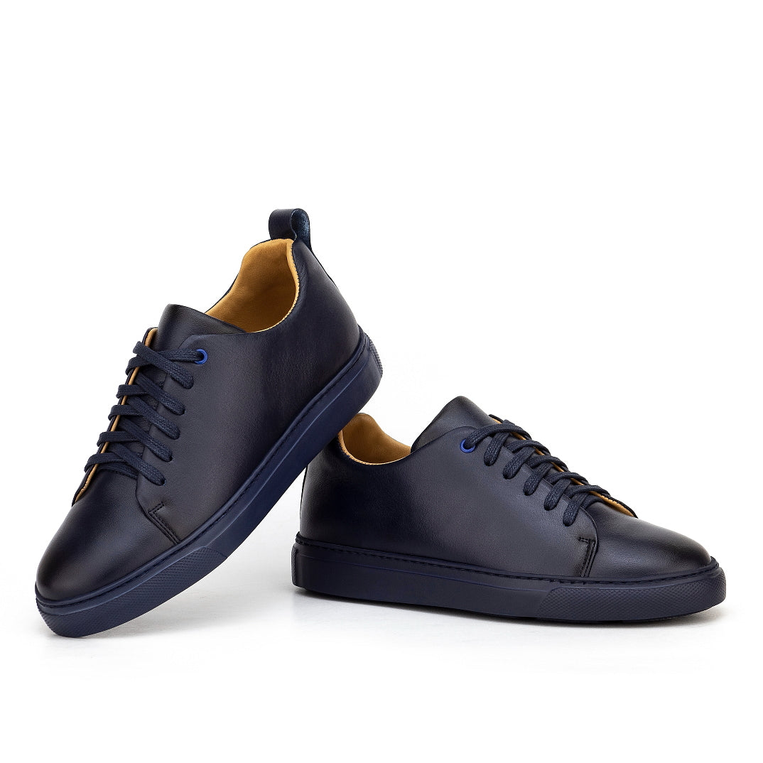 01000 Chaussure Sneaker Homme en cuir bleumarin