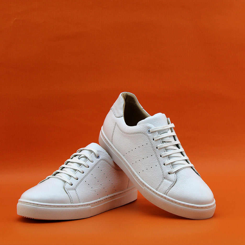 03 Chaussure Sneaker Homme en cuir blanc