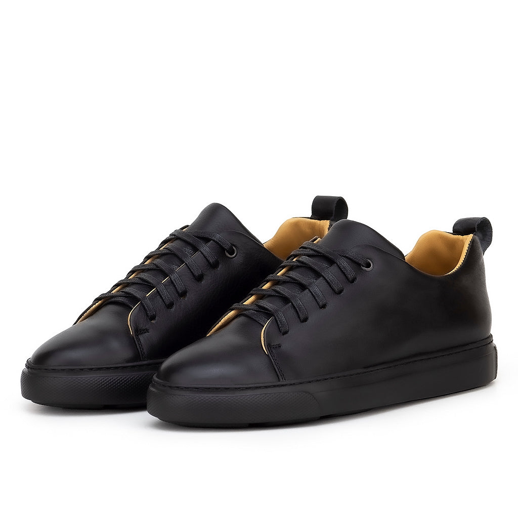 01000 Chaussure Sneaker Homme en cuir noir