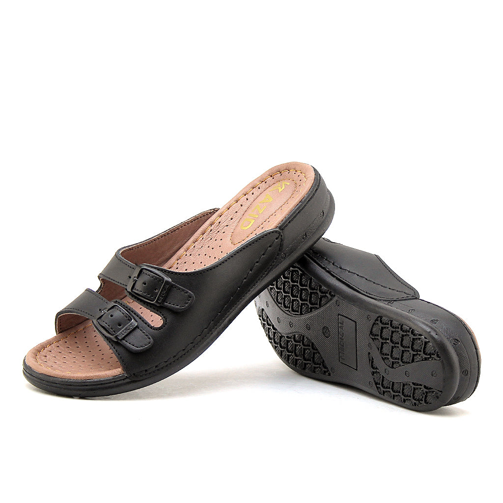 039 sandale confort en cuir femme noir