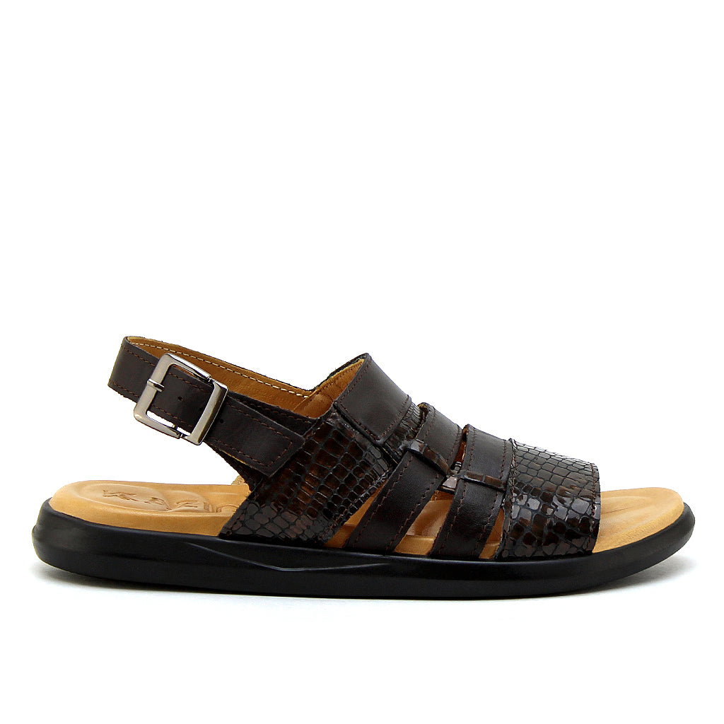 047 sandale confort en cuir homme marron