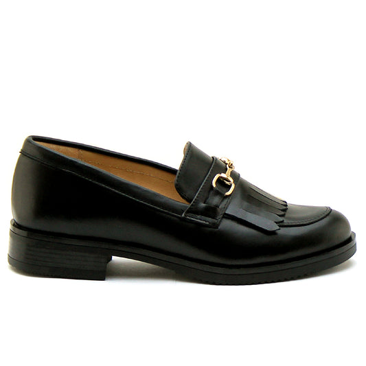 0345 chaussure en cuir noir femme