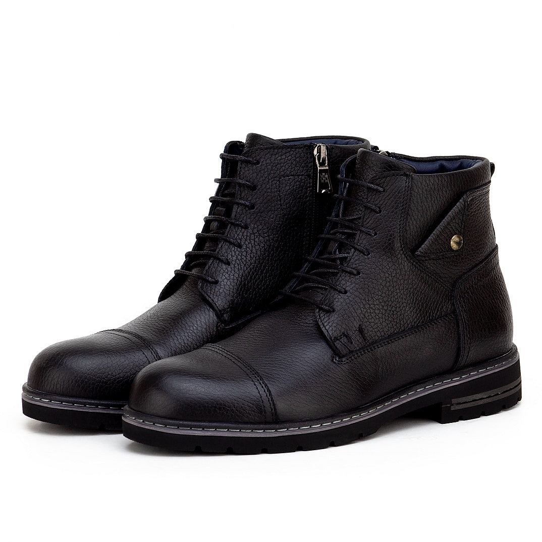 0415 boot en cuir homme noir